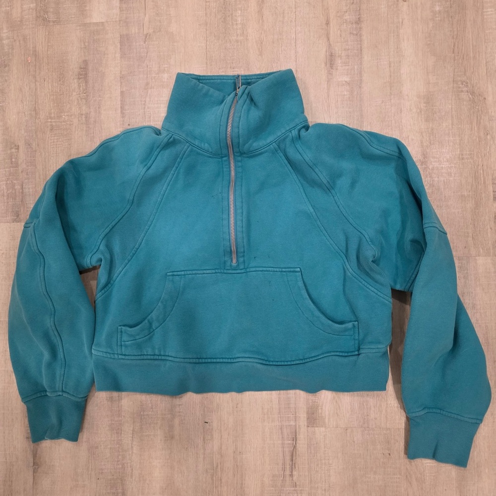 Lululemon Scuba Oversized Funnel Neck Half Zip Cropped XS Oceanic